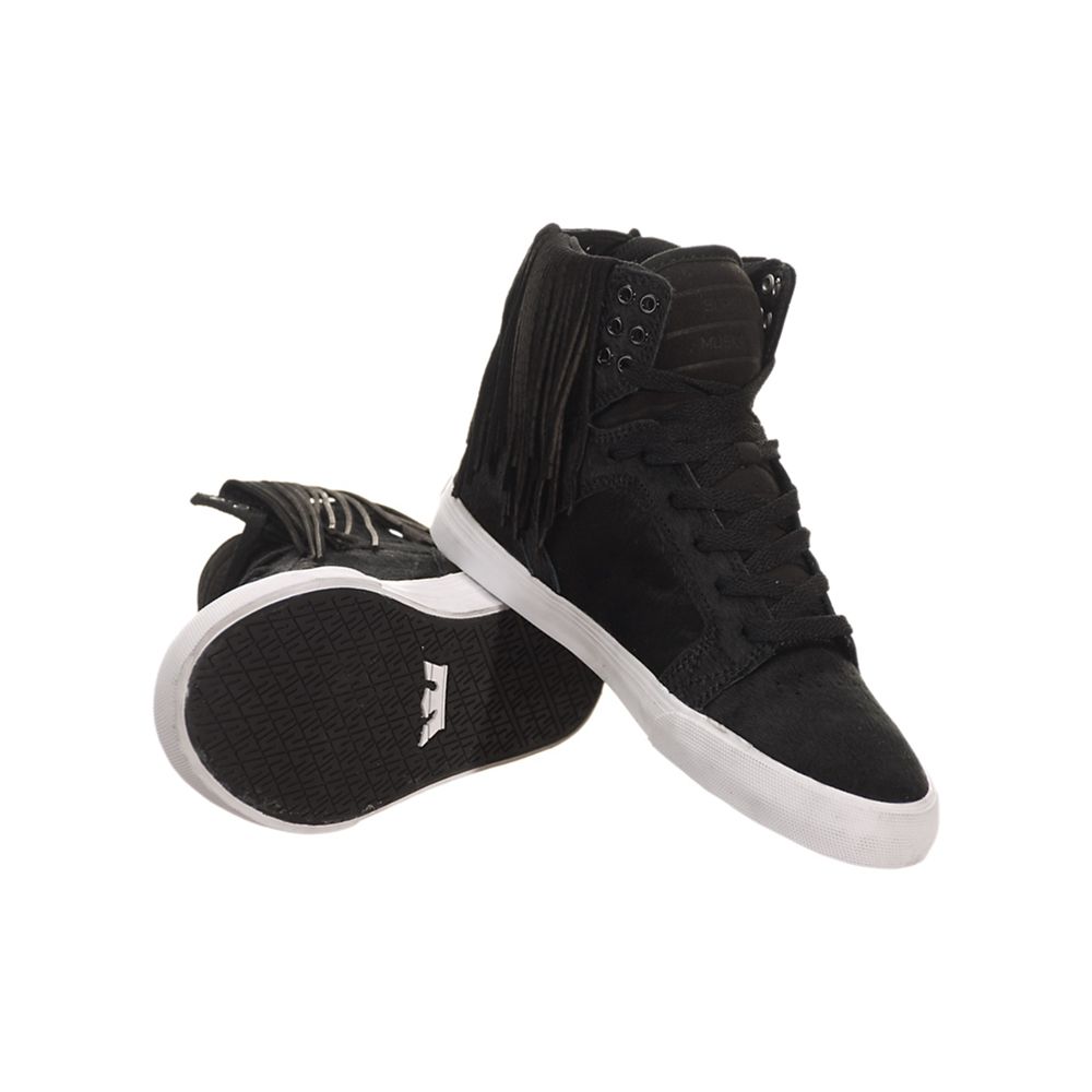 Baskets Montantes Supra SkyTop Noir Black/Zebra-White Femme | IZW-15958503